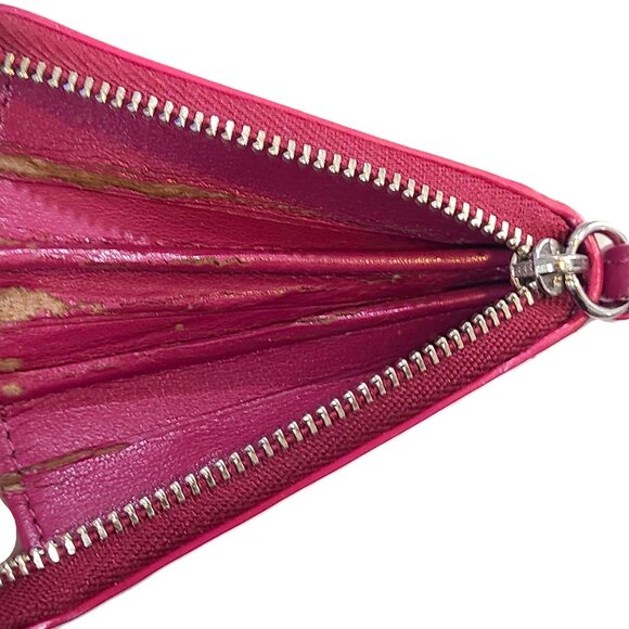 Coach Wristlet Violet Fuchsia Leather Full Zipper Clutch Wallet Coin Purse - Picture 10 of 12